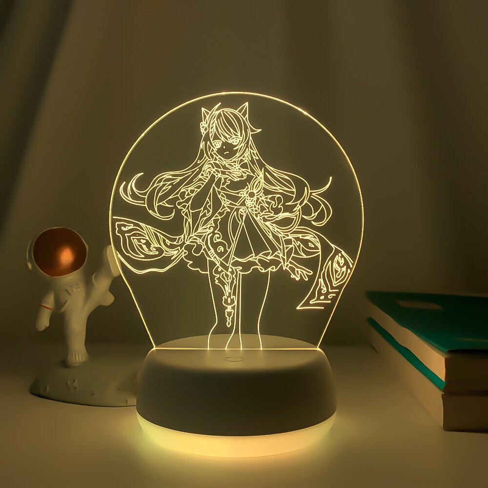 New Genshin Impact Night Light 3D Illusion Lamps Hutao Hot Game Light for Bedroom Decor LED Lights Atmosphere Bedside Kids Gifts