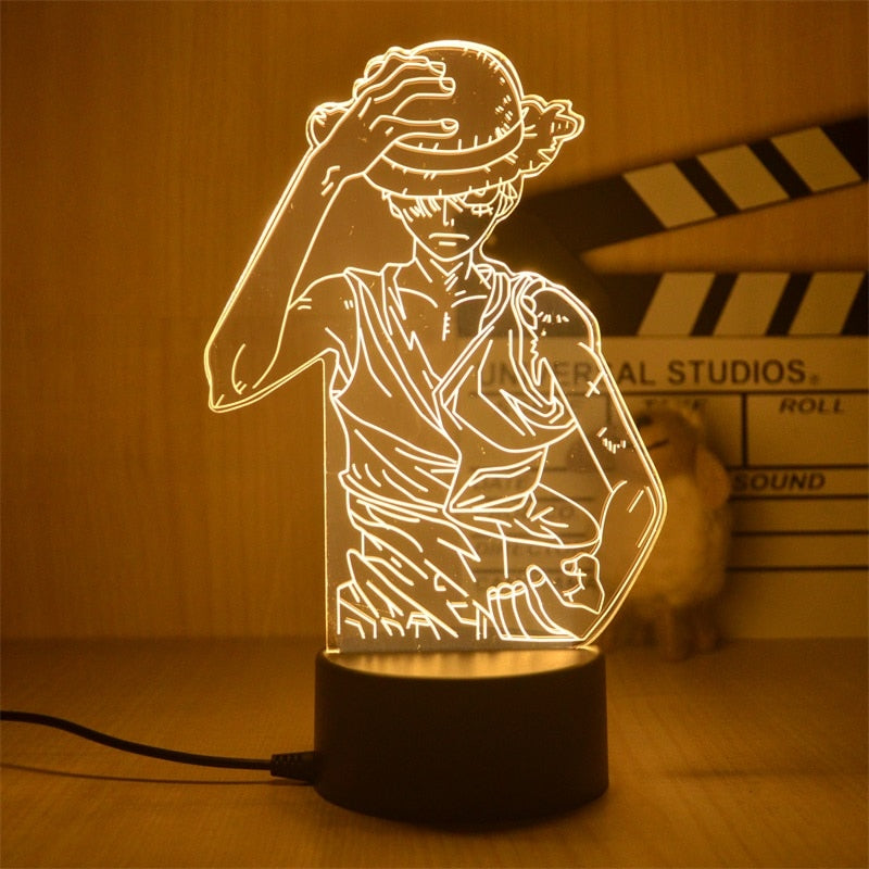 Anime One Piece Luffy Figure 3D Illusion LED Night Light Nightlight Touch Flash Light Desk Model Figure Toys