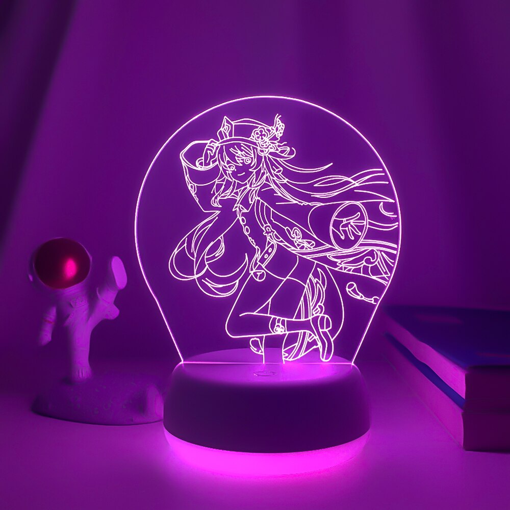 New Genshin Impact Night Light 3D Illusion Lamps Hutao Hot Game Light for Bedroom Decor LED Lights Atmosphere Bedside Kids Gifts