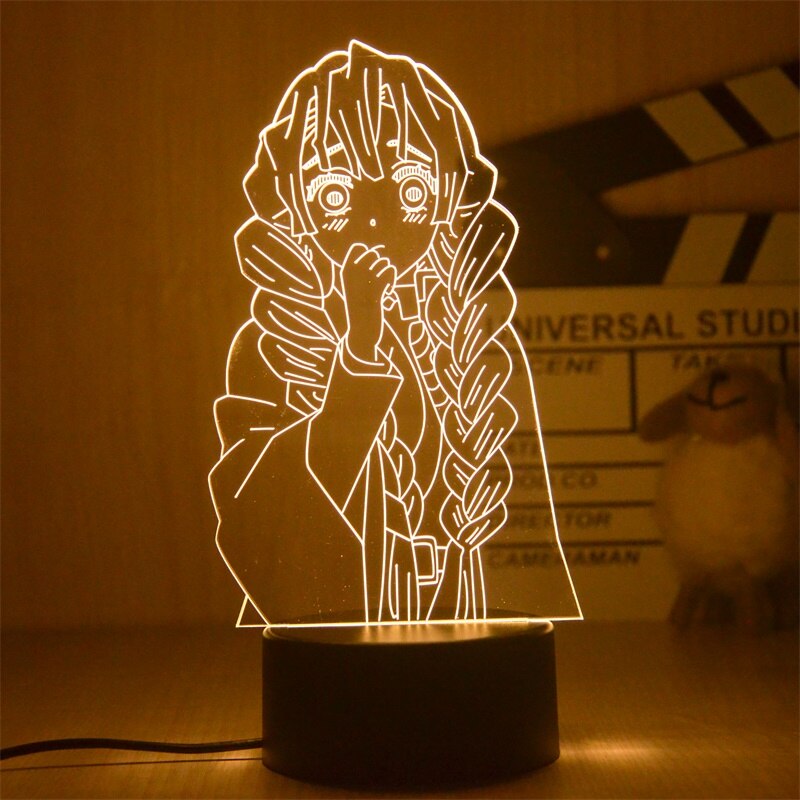 Anime Demon Slayer Figure 3D LED Night Light Kocho Kanae Figures Lamp for Bedroom Decor Child Kids Birthday Gift Warm light