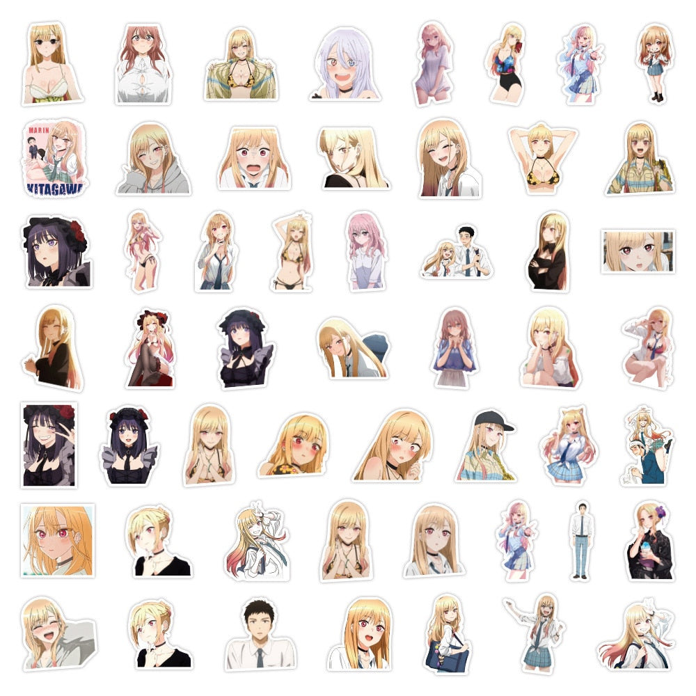 50Pcs Kawaii Girl Anime My Dress-Up Darling Stickers | Anime stickers for Laptop Luggage Skateboard Guitar Car Sticker Cartoon