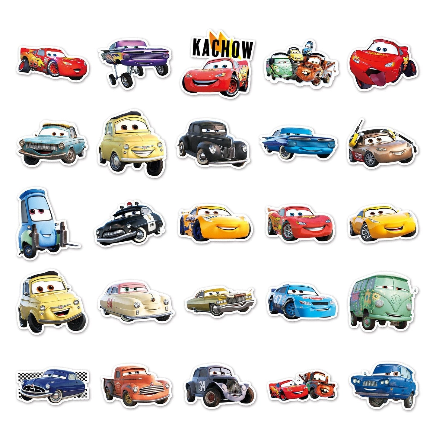 10/30/50pcs Anime Disney Cars Lightning McQueen Stickers Skateboard Fridge Motorcycle Luggage Car Waterproof Sticker Toys