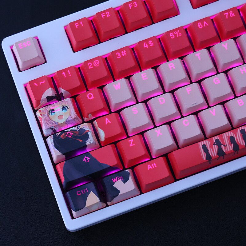 1 Set PBT Dye Subbed Keycaps Two Dimensional Cartoon Anime Key Caps OEM Profile Backlit Keycap For Love Is War Fujiwara Chika