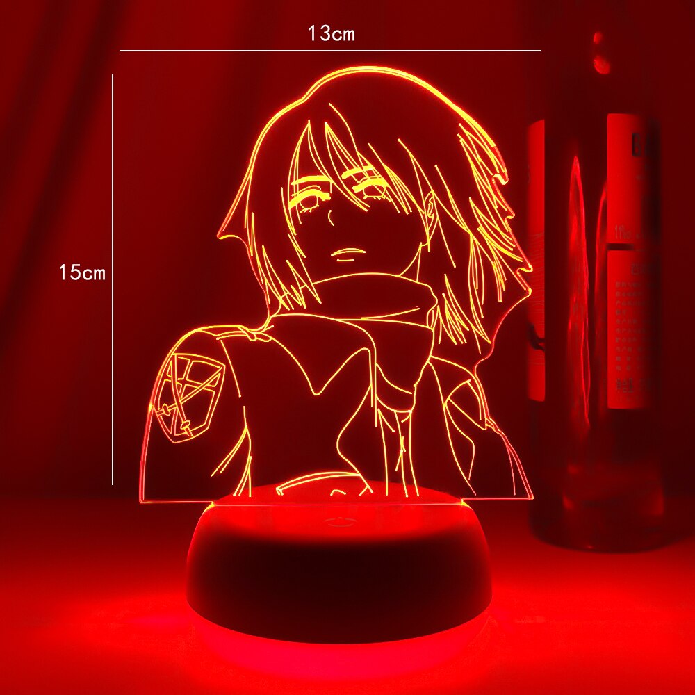 New Led Night Light Anime Attack on Titan Mikasa Ackerman Lamp for Room Decor Light Cool Birthday Gift Bedside Desk Lamp Battery