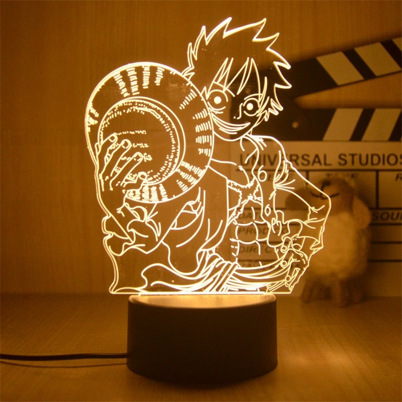 Anime One Piece Luffy Figure 3D Illusion LED Night Light Nightlight Touch Flash Light Desk Model Figure Toys