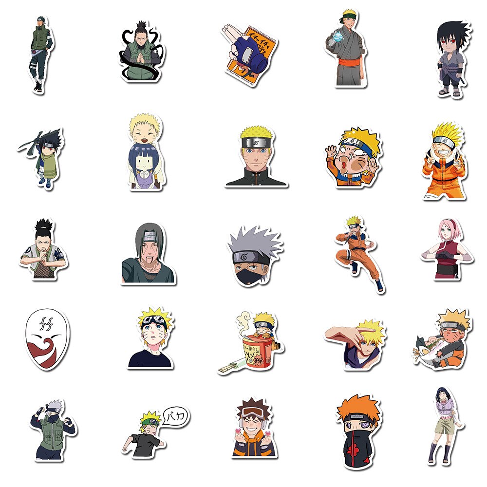 100Pcs Naruto Stickers Uzumaki Naruto Kakashi Uchiha Sasuke Itachi Kawaii Cartoon Waterproof Stiker