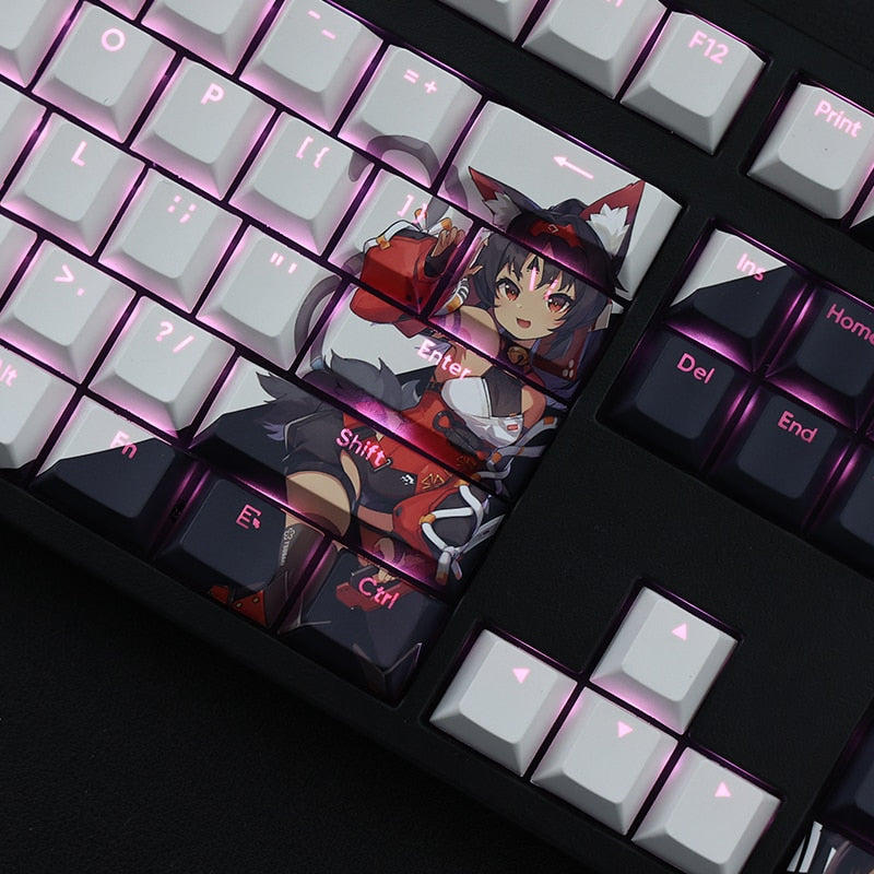 108 Keys PBT Dye Subbed Keycaps Cartoon Anime Gaming Key Caps Cherry Profile Backlit Keycap For Zenless Zone Zero Nekomiya Mana