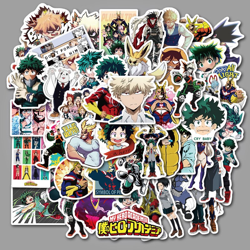 50pcs My Hero Academia Stickers Suitcase Laptop Skateboard Izuku Midoriya Might Boku No Hero Academia Anime Character Decals