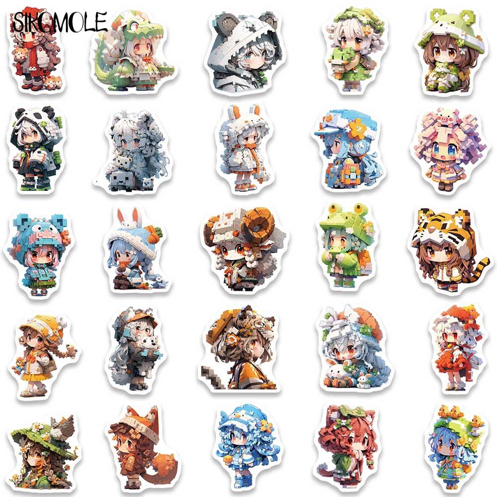 10/30/50PCS Cartoon Pixel Style Q Version Anime Girl Stickers Kid Suitcase DIY Skateboard Laptop Luggage Graffiti Sticker Decals