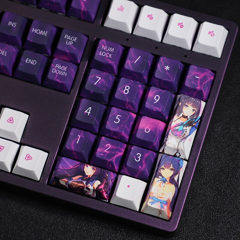 108 Keys/set PBT Dye Subbed Keycaps Cartoon Anime Gaming Key Caps Cherry Profile Keycap For Honkai Impact 3 Raiden Mei