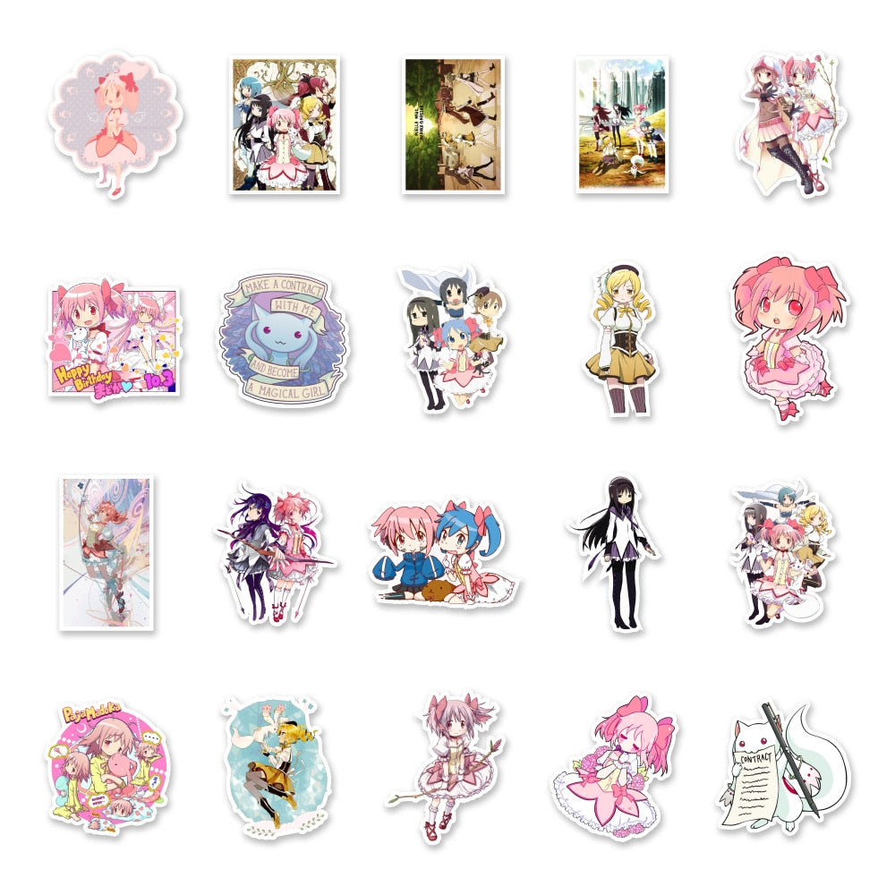 50PCS Anime Madoka Magica Cute Stickers | Anime Character Sticker for Luggage Laptop Ipad Gift Motorcycle Waterproof Sticker