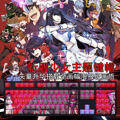 108 Keys/set KILL la KILL Keycap PBT Dye Subbed Backlit Keycaps Cartoon Anime Gaming Key Caps For ANSI 61 87 104 108 Layouts