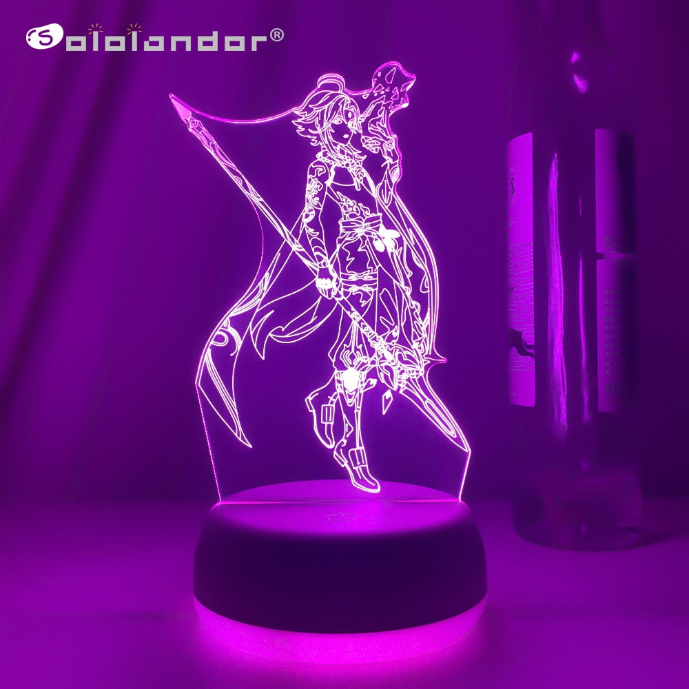 Genshin Impact Night Light 3D Illusion Anime Lamp for Bedroom Decor LED Light Atmosphere Bedside Night Lamps Genshin Kids Gift