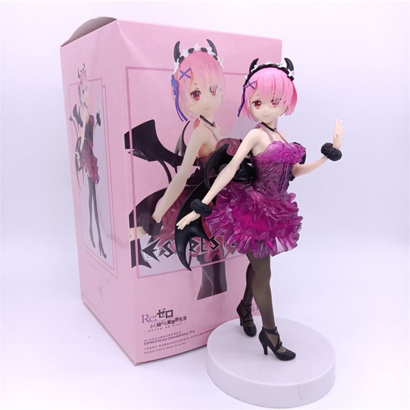 16CM Anime Figure Rem Re:Life In A Different World From Zero Kawaii Black and White Angel Model Dolls Toy Gift Collect Box