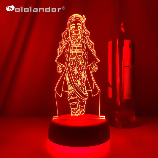 Kimetsu No Yaiba Nezuko Kamado Figure Led Night Light for Bedroom Decor Nightlight Kids Child Table 3d Lamp Demon Slayer Gifts