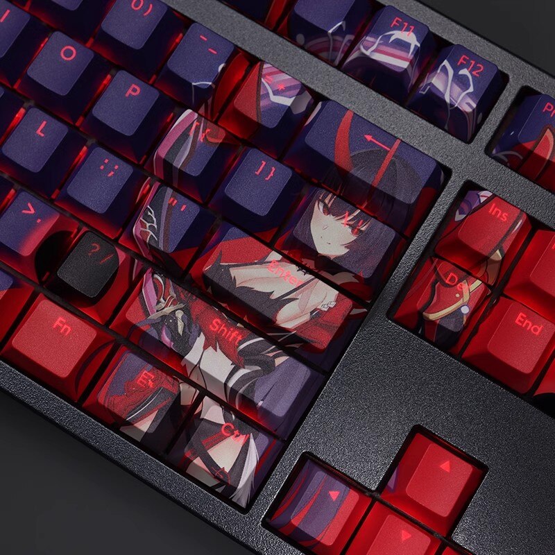 108 Keys/set Honkai Impact 3 Herrscher Of Thunder PBT Dye Subbed Backlit Keycaps Anime Gaming Key Caps For 61 87 104 108 Layout