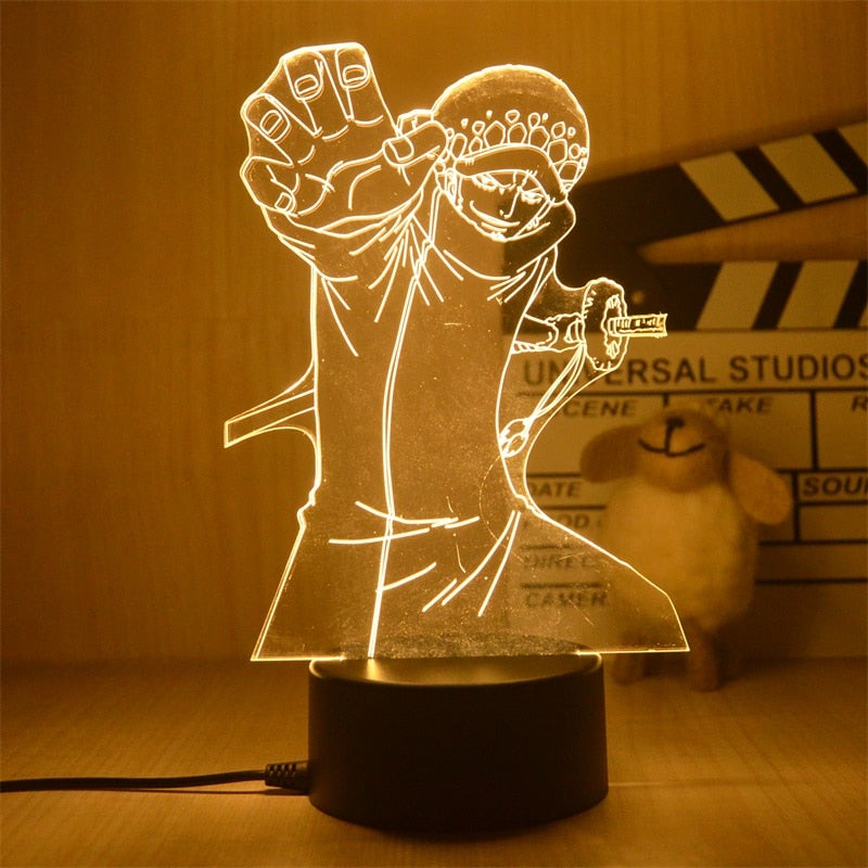 Anime One Piece Luffy Figure 3D Illusion LED Night Light Nightlight Touch Flash Light Desk Model Figure Toys