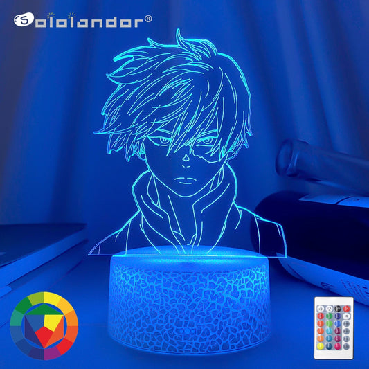 Anime My Hero Academia Shoto Todoroki Face Design Led Night Light Lamp for Kids Child Boys Bedroom Decor Acrylic Table Lamp Gift