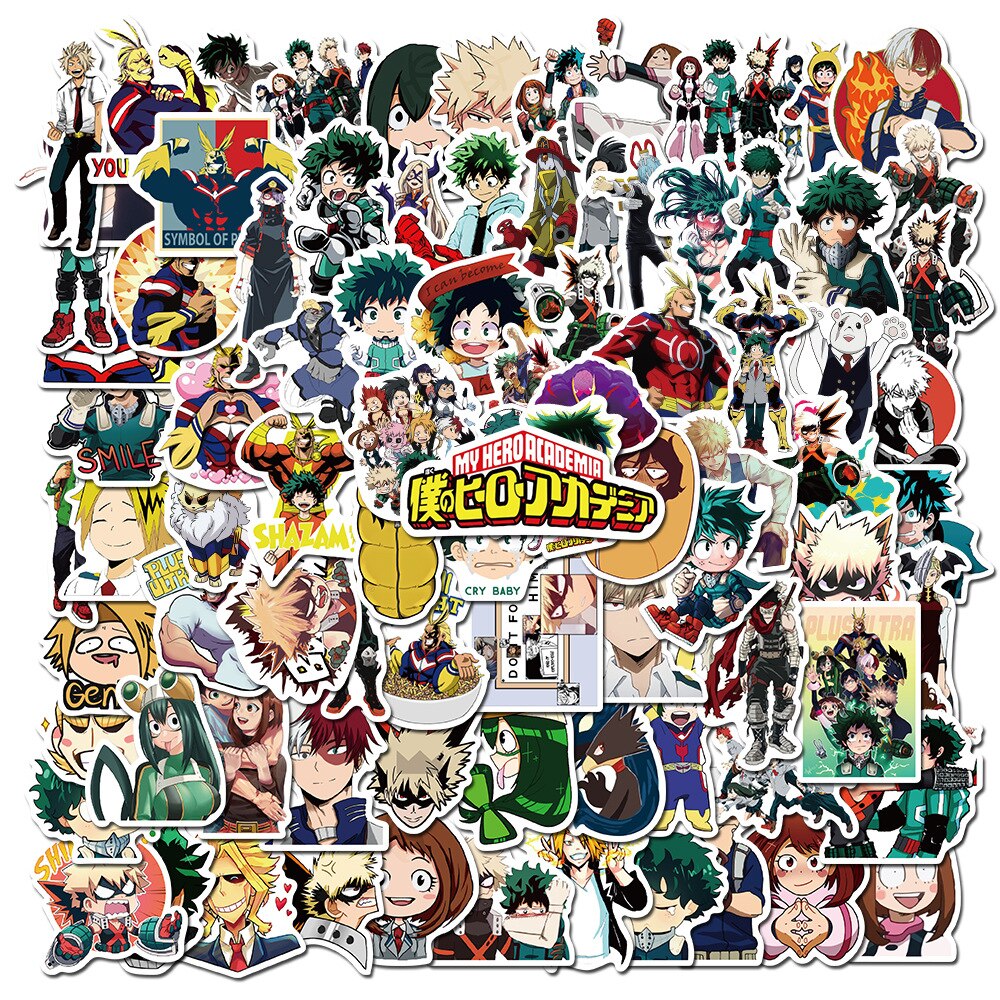 100pcs My Hero Academia Stickers Classic Japan Anime Sticker Modern Popular Laptop Luggage Car Skateboard Phone Decal