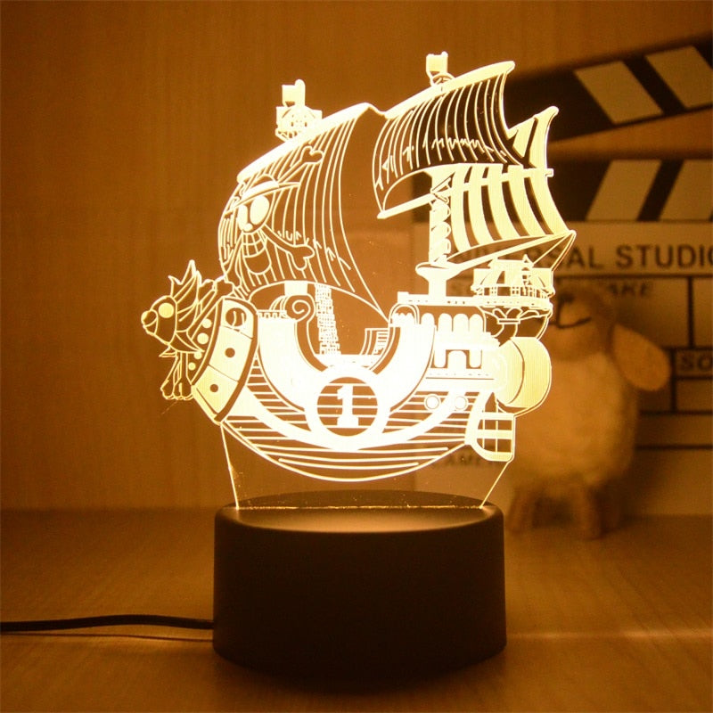 Anime One Piece Luffy Figure 3D Illusion LED Night Light Nightlight Touch Flash Light Desk Model Figure Toys