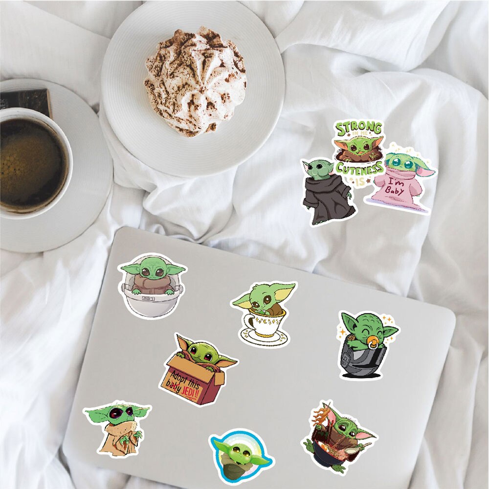 10/30/50pcs Disney Star Wars Baby Yoda Stickers Decal DIY Laptop Phone Case Luggage Waterproof Cute Cartoon Sticker Kids Toys