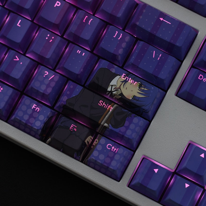 108 Keys PBT Dye Subbed Keycaps Cartoon Anime Gaming Key Caps BOCCHI THE ROCK Yamada Ryo Backlit Keycap For ANSI Layout