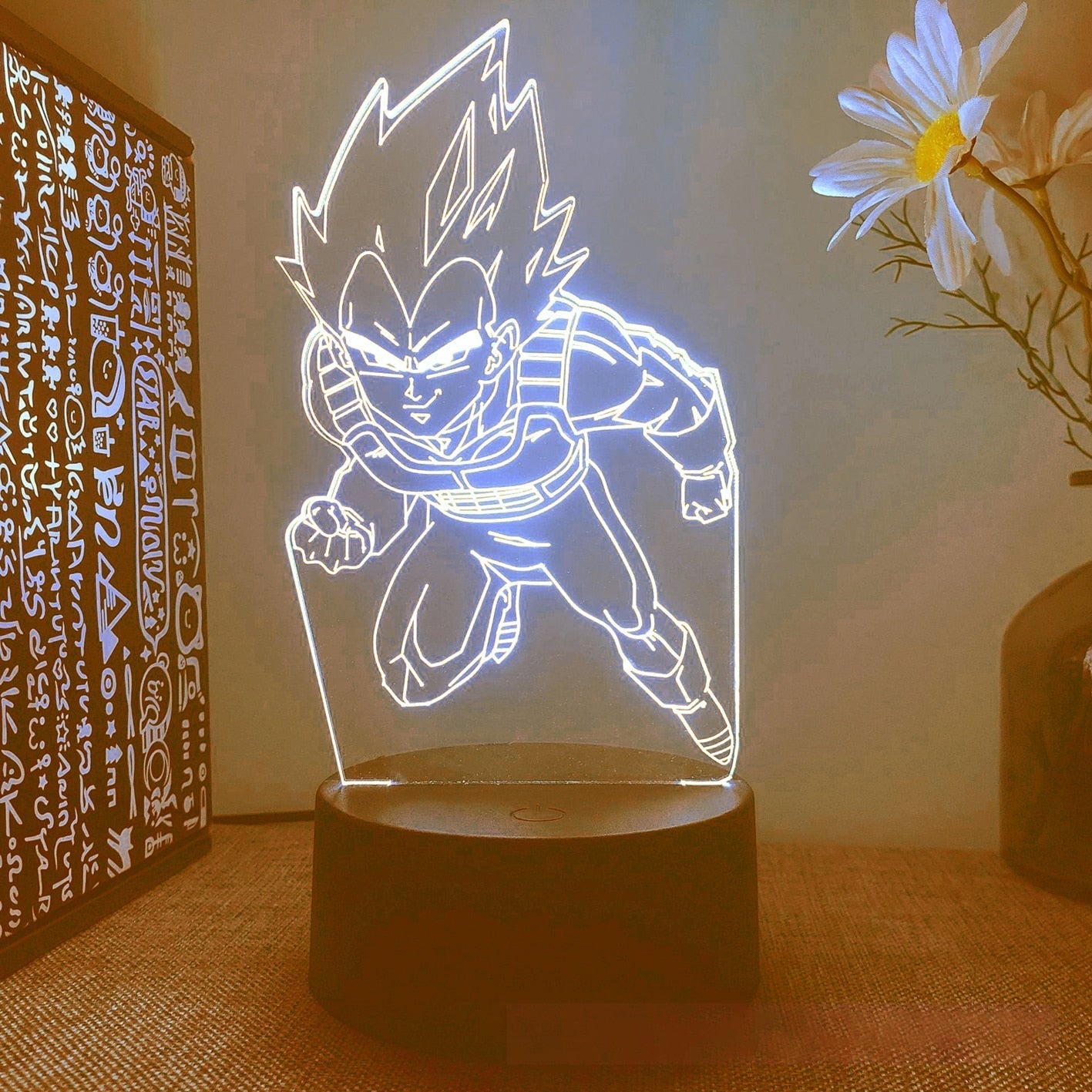 Dragon Ball Z Figure LED Night Light Vegeta Super Saiyan 3D Lamp Figure Goku Jiren Broly Warm white Table Lamp Toys Gifts