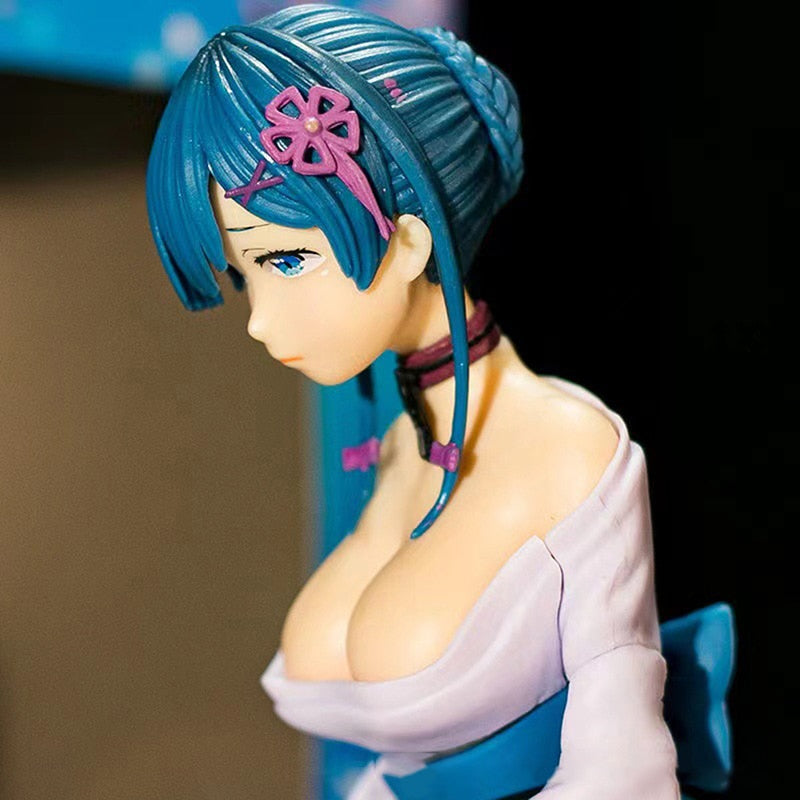 12cm Anime Re:Life In A Different World From Zero Action Figure Yukata Kimono Rem Kneeling Sexy Girl Collection Model Toys Gift