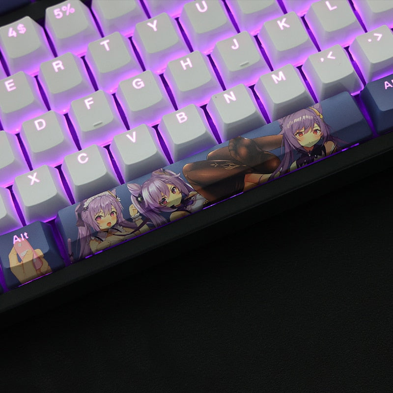 108 Keys PBT Dye Subbed Keycaps 2 Dimensional Cartoon Anime Gaming Key Caps OEM Profile Backlit Keycap For Genshin Impact Keqing