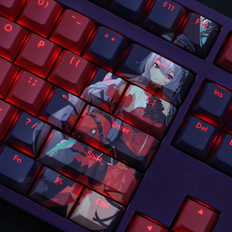 108 Keys PBT Dye Subbed Keycaps 2 Dimensional Cartoon Anime Gaming Key Caps Cherry Profile Backlit Keycap For Arknights Skadi