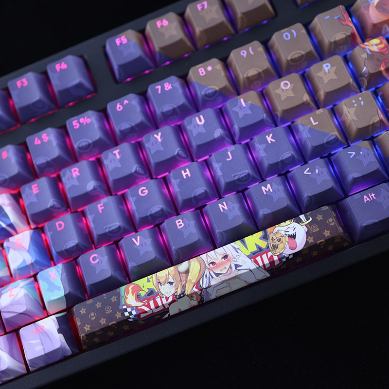 108 Keys/set Bowsette Keycap PBT Dye Subbed Backlit Keycaps Anime Gaming Key Caps For ANSI 61 87 104 108 Keyboard Cherry Profile