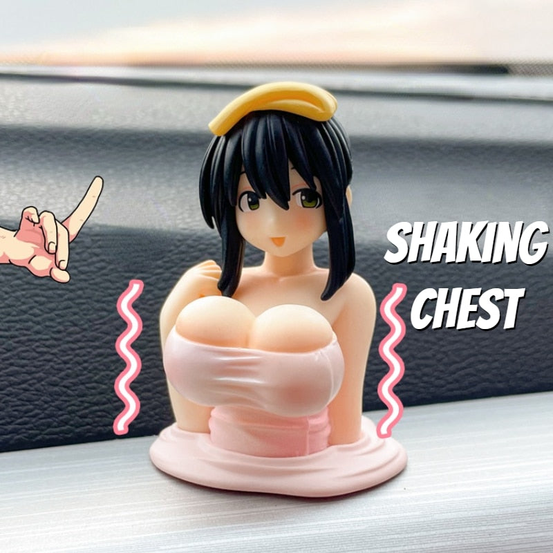 Chest Shaking Girls Car Ornaments | Cute Anime Girl Figure with Shaking Chest |  Shake Girl Car Dashboard Decorations