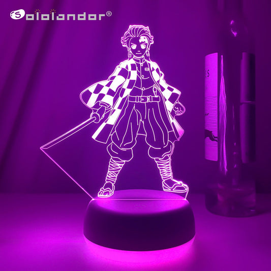 Kimetsu No Yaiba Tanjiro Kamado Figure Led Night Light for Kids Bedroom Decor Nightlight Child Desk 3d Lamp Demon Slayer Gift