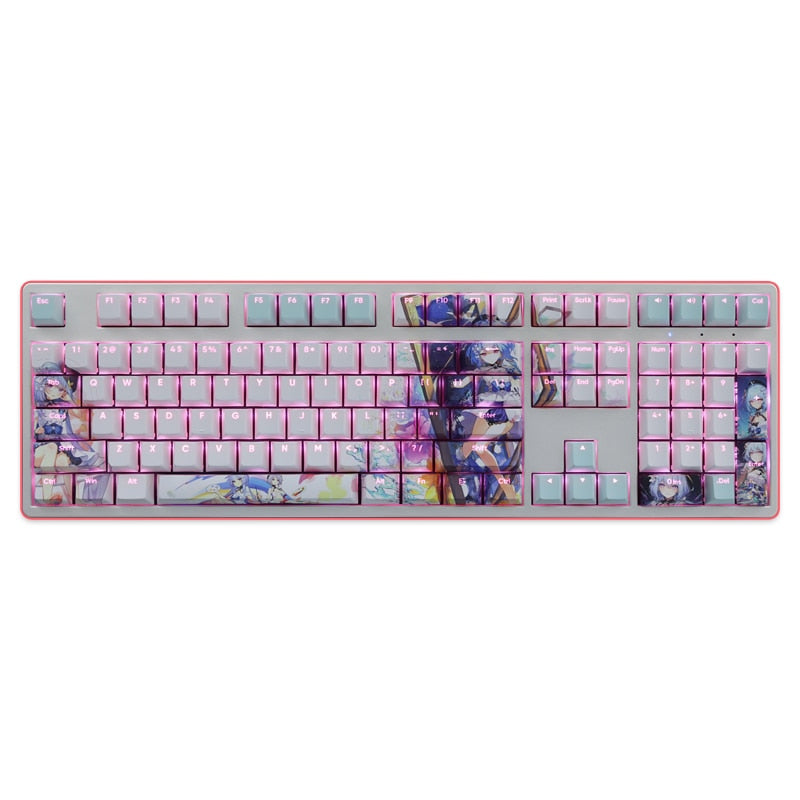 108 Keys/set Honkai Impact 3 Griseo Keycap PBT Dye Subbed Backlit Keycaps Cartoon Anime Gaming Key Caps For ANSI 61 87 104 108