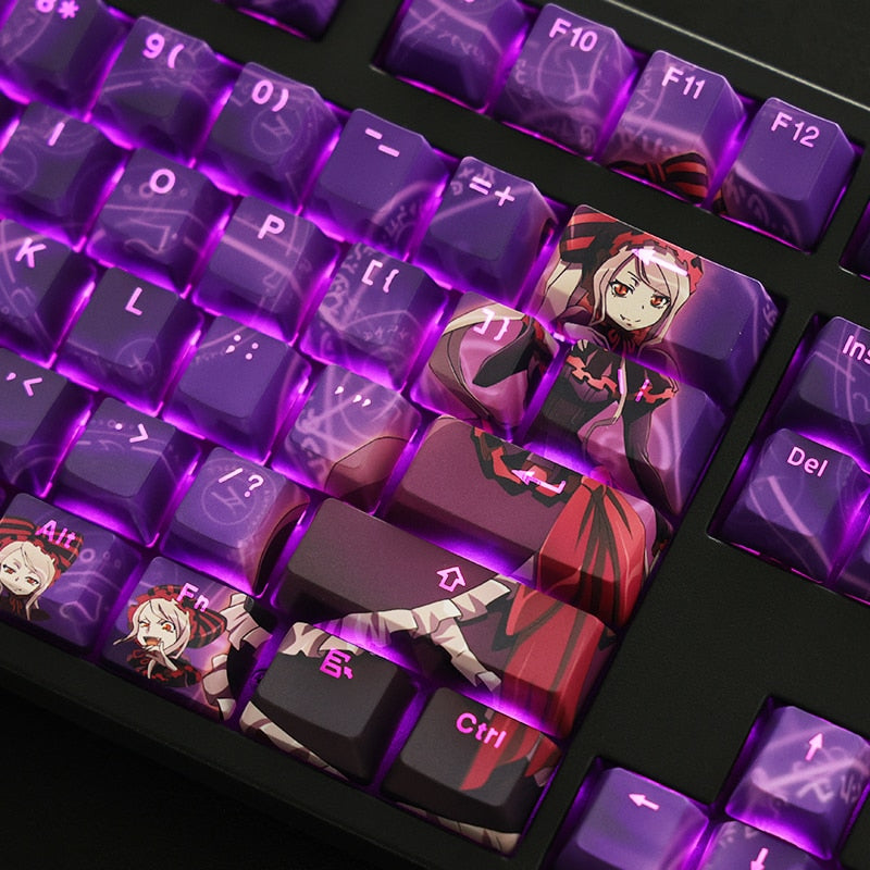 108 Keys/set 5 Sides PBT Dye Subbed Keycaps Cartoon Anime Gaming Key Caps Backlit Keycap For Overlord Albedo