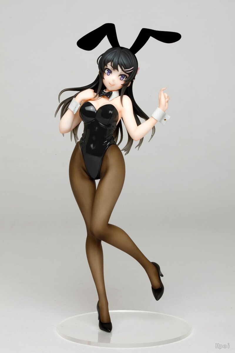 Anime Sakurajima Mai Figure 20CM PVC Sexy Bunny Girl Black Silk Model Toy Standing Doll Gift Collect Ornaments