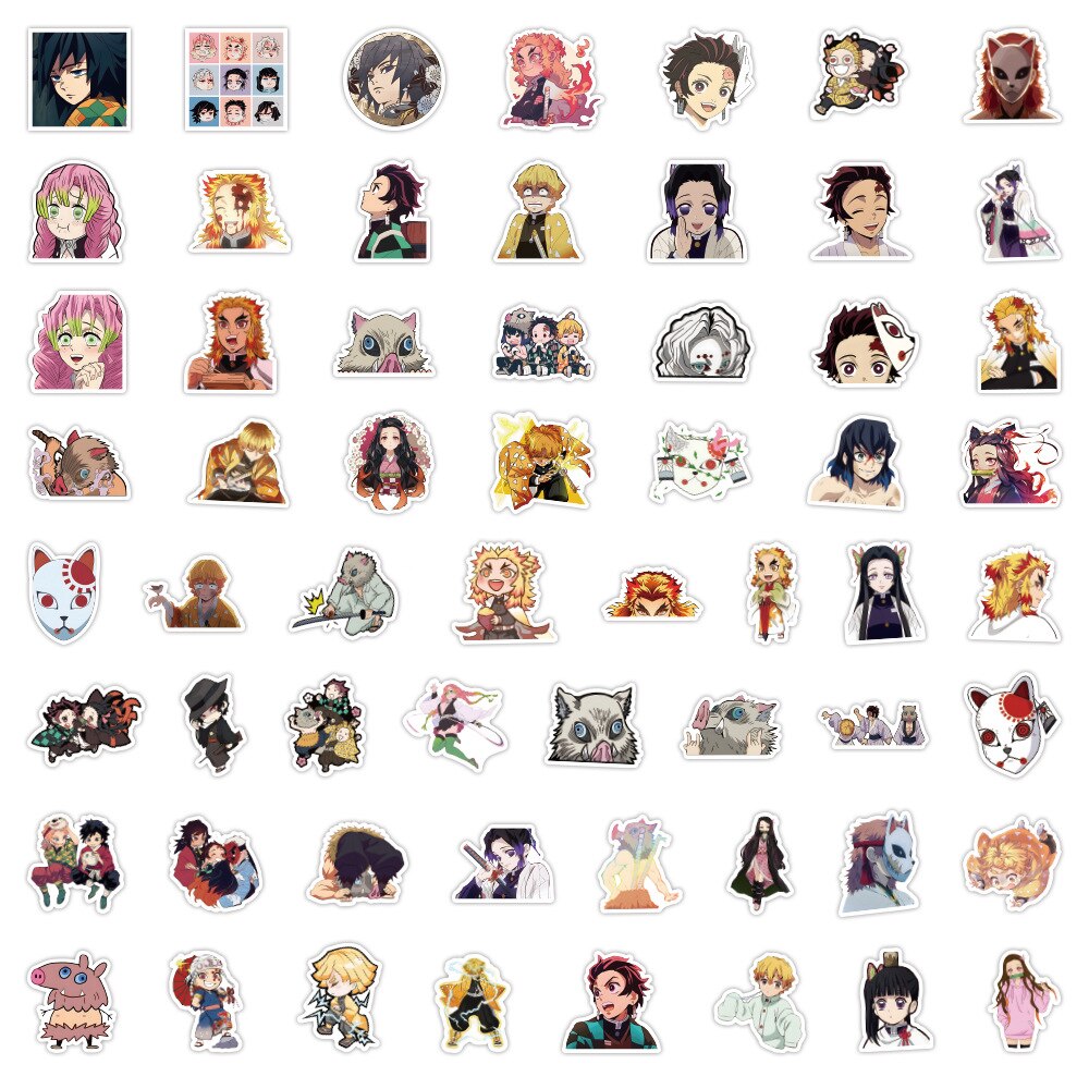 10/30/60/120PCS Cool Anime Demon Slayer Stickers Graffiti Decals Kids Toys DIY Laptop Suitcase Fridge Skateboard PVC Sticker