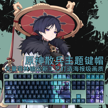 108 Keys/set PBT Dye Subbed Keycaps Cartoon Anime Gaming Key Caps Cherry Profile Keycap For Genshin Impact Kunikuzushi