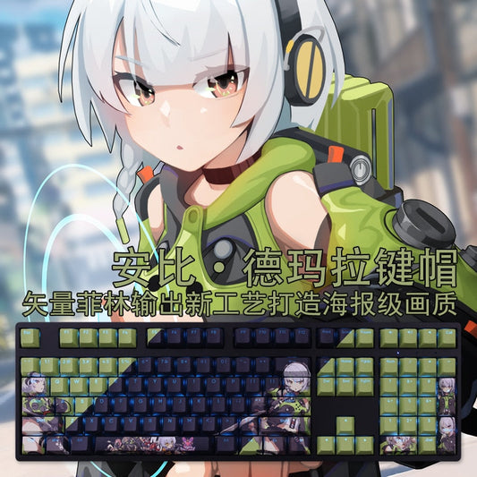 108 Keys PBT Dye Subbed Keycaps Cartoon Anime Gaming Key Caps Cherry Profile Backlit Keycap For Zenless Zone Zero Anby Demara