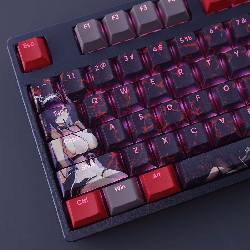 108 Keys/set Azur Lane August Von Parseval Keycap PBT Dye Subbed Backlit Keycaps Anime Gaming Key Caps For ANSI 61 87 104 108