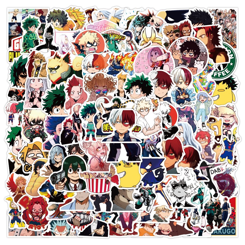 100pcs My Hero Academia Stickers Classic Japan Anime Sticker Modern Popular Laptop Luggage Car Skateboard Phone Decal