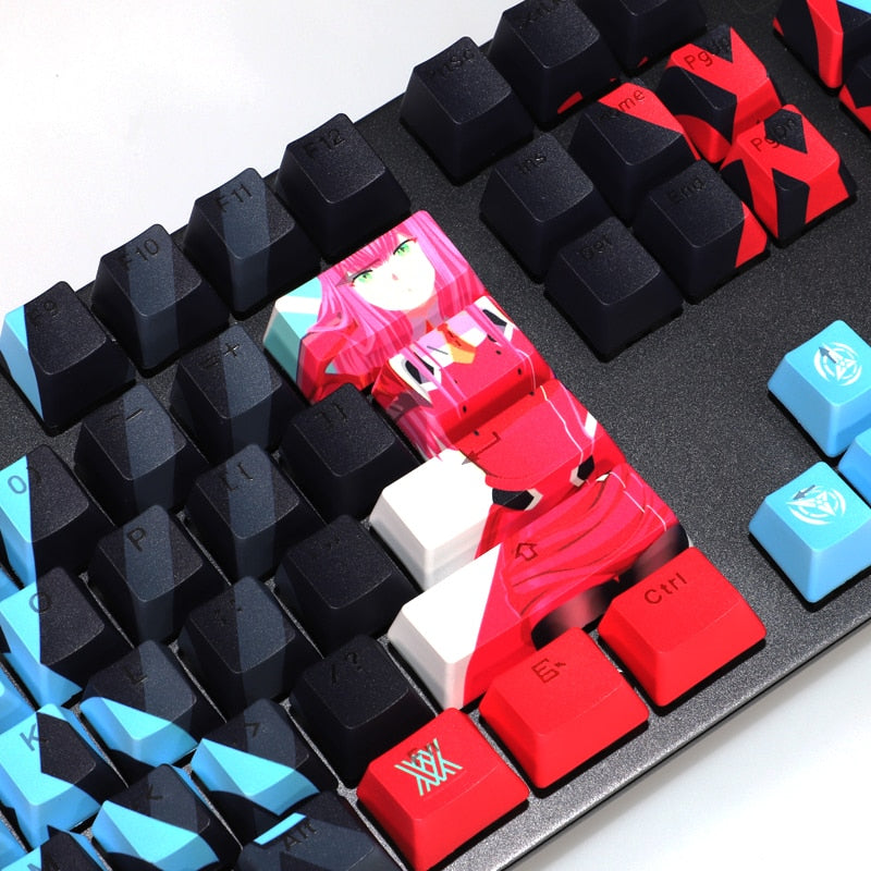 108 Keys PBT 5 Sides Dye Subbed Keycaps Cartoon Anime Gaming Key Caps DARLING In The FRANXX Backlit Keycap For 61 87 104 108