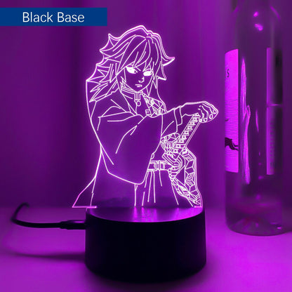 Led Light Anime Demon Slayer Giyu Tomioka for Child Bedroom Decor Lighting Birthday Gift Manga 3d Night Lamp Kimetsu No Yaiba