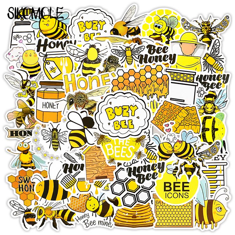 10/30/50pcs Cartoon Cute Bee Animal Sticker Insect Honey DIY Toy Laptop Guitar Phone Bottle Bike Kids Gift Decals Stickers F5