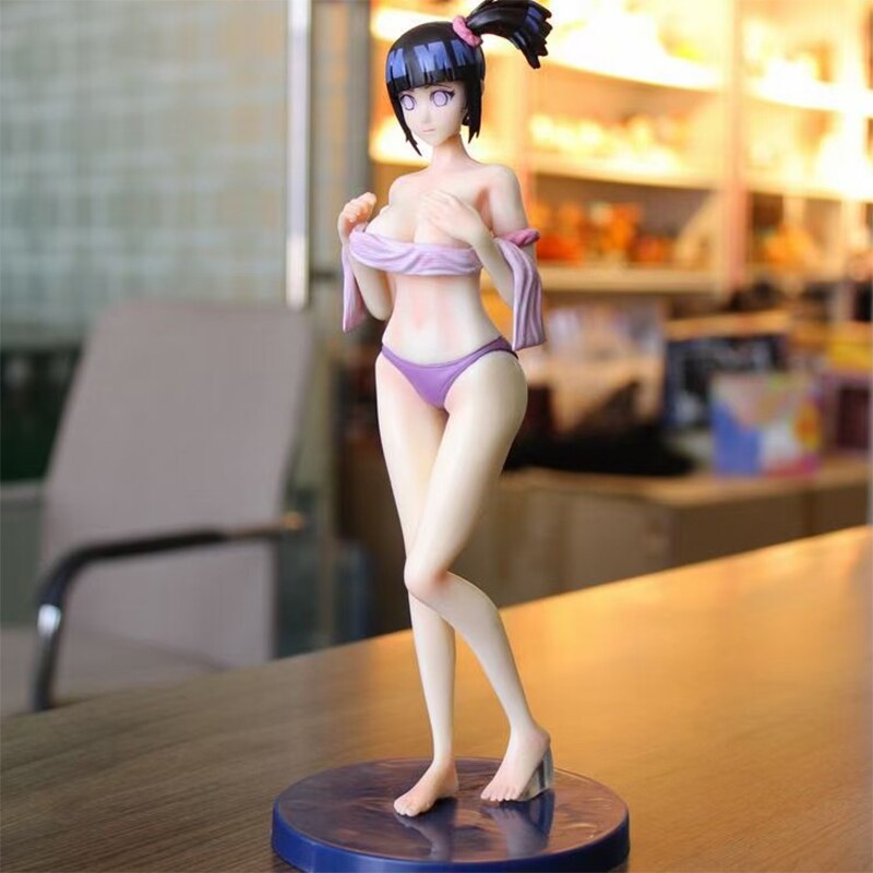 24cm Anime Naruto Action Figure Hyuuga Hinata Bathhouse Towel Swimsuit Sexy Girl Figurine PVC Collectible Model Toy Kid Gift