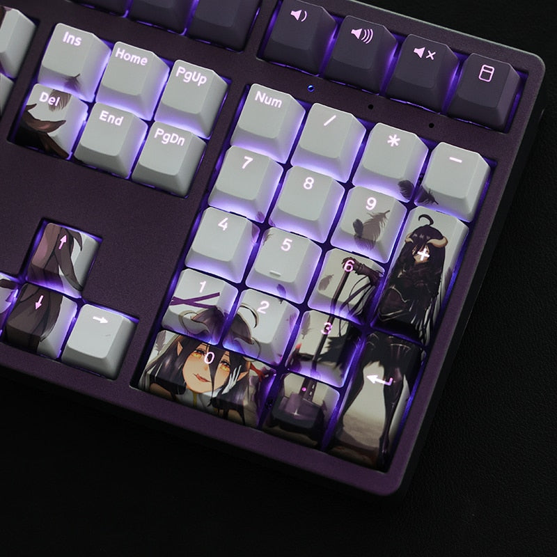 108 Keys/set PBT Dye Subbed Keycaps Cartoon Anime Gaming Key Caps RGB DIY Backlit Keycap For Overlord Albedo