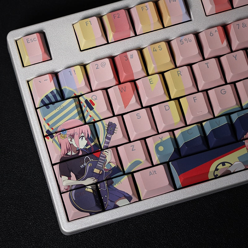 108 Keys BOCCHI THE ROCK Hitori Gotoh Backlit Keycap PBT 5 Sides Dye Subbed Keycaps Cartoon Anime Gaming Key Caps