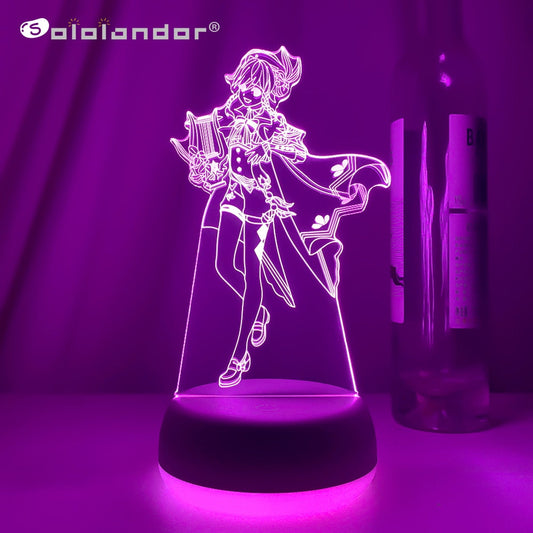 Genshin Impact Anime Figure Night Light 3D Led Sunset Game Lamp For Room Illusion Party Decor Adult Birthday Gift Dropshipping