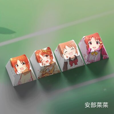 4 Keys/set THE IDOLMASTER Keycaps PBT Dye Sublimation Key Caps For MX Switches Cherry Profile Anime Cartoon Keycap