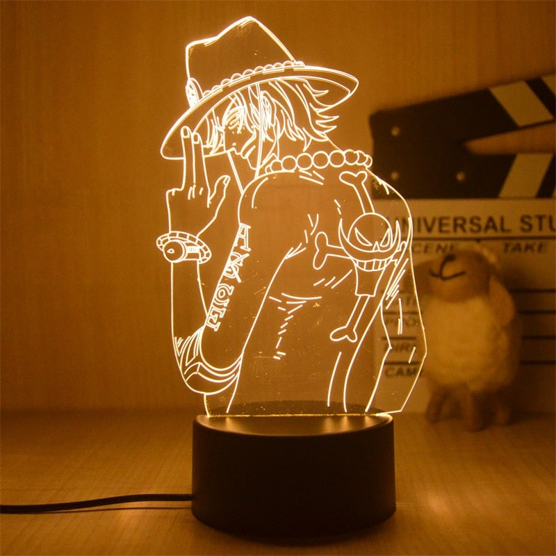 Anime One Piece Luffy Figure 3D Illusion LED Night Light Nightlight Touch Flash Light Desk Model Figure Toys